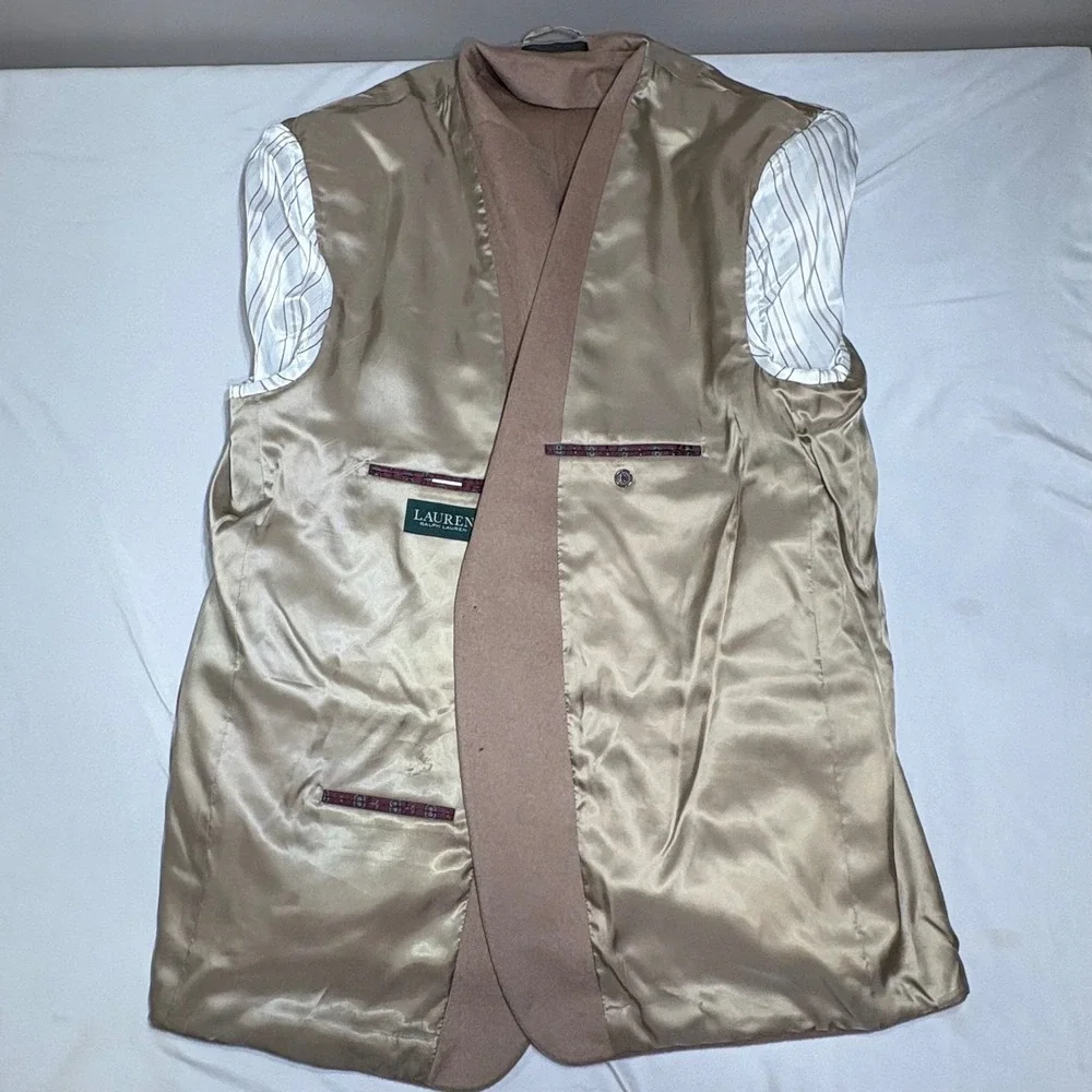 Lauren Ralph Lauren Blazer Mens 48L Tan Wool Silk Cashmere Sport Coat Luxury